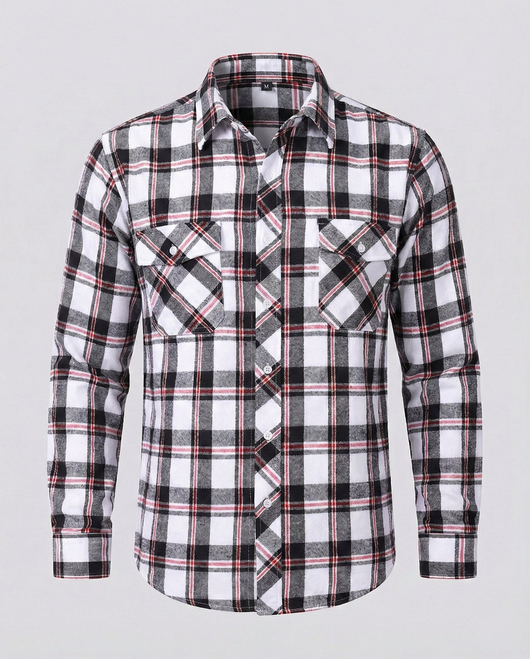 Noah | Men's Plaid Flannel Shirt Long Sleeve Twin Button-Flap Chest Pockets