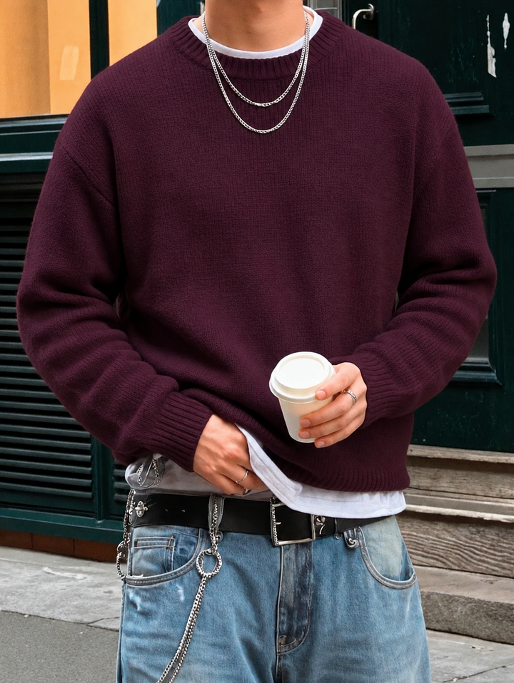 Jack | Men's Rib-Knit Crew Neck Jumper Oversized Dropped Shoulder