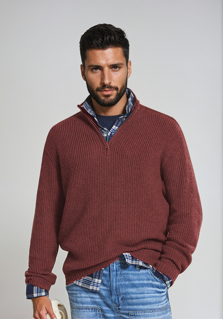 Oliver | Men's Longline Quarter-Zip Jumper Warm Zip Collar