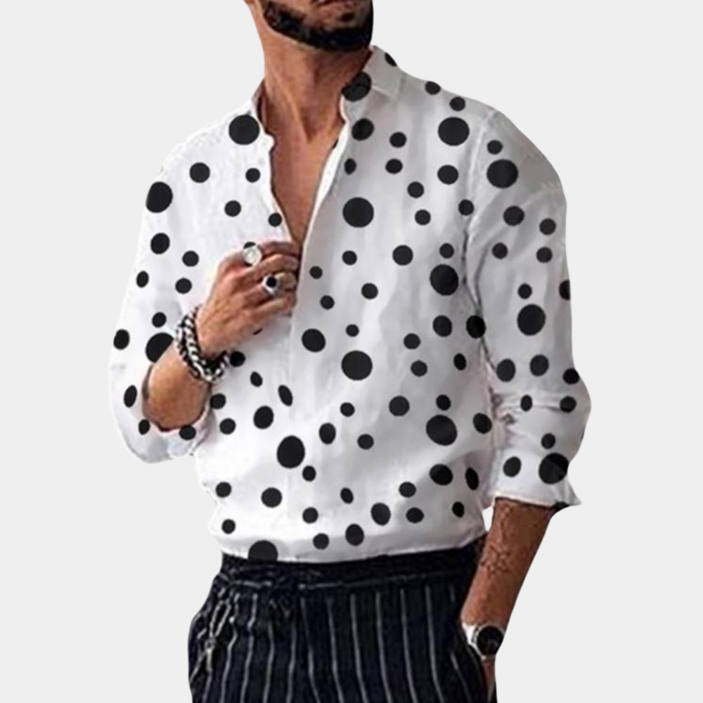 Oscar | Men's All-Over Polka Dot Print Casual Shirt