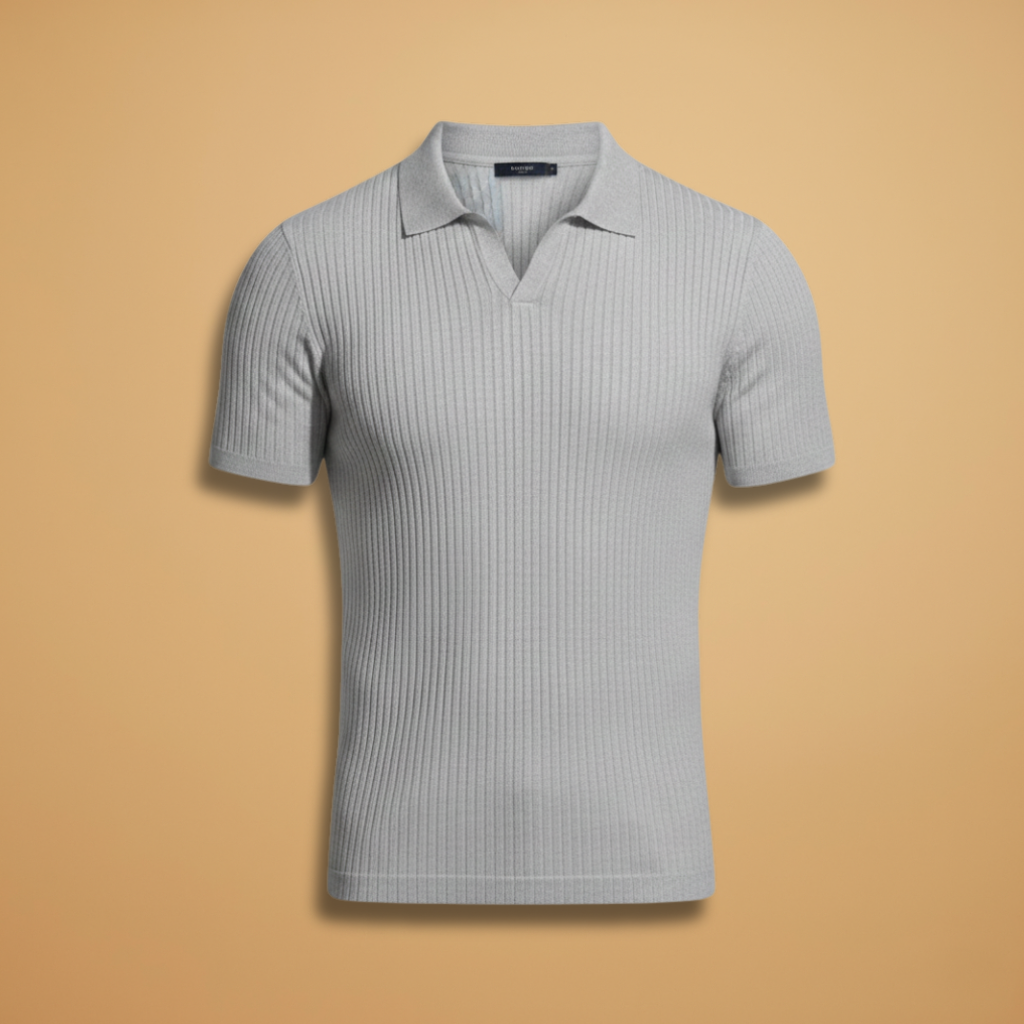 Harvey | Men's Slim Fit Ribbed Polo Shirt Classic Collar
