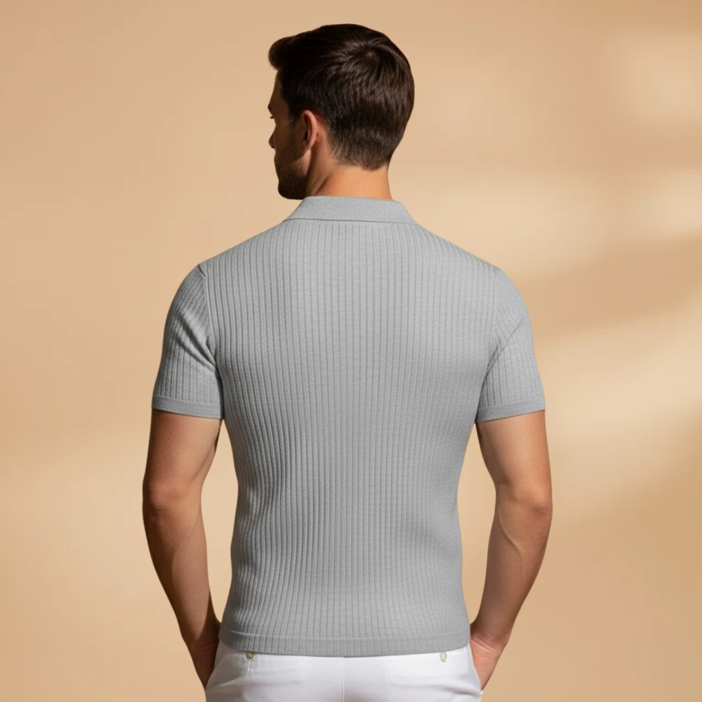 Harvey | Men's Slim Fit Ribbed Polo Shirt Classic Collar