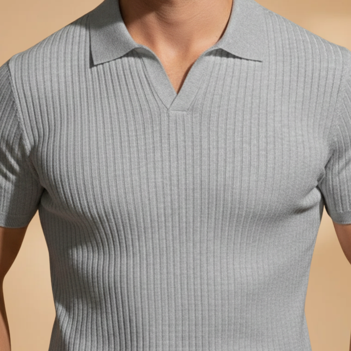 Harvey | Men's Slim Fit Ribbed Polo Shirt Classic Collar