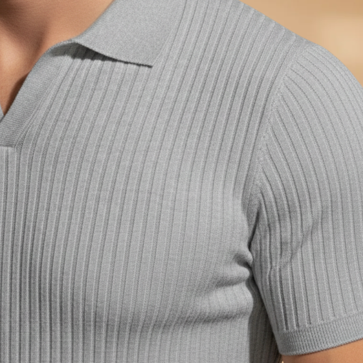 Harvey | Men's Slim Fit Ribbed Polo Shirt Classic Collar