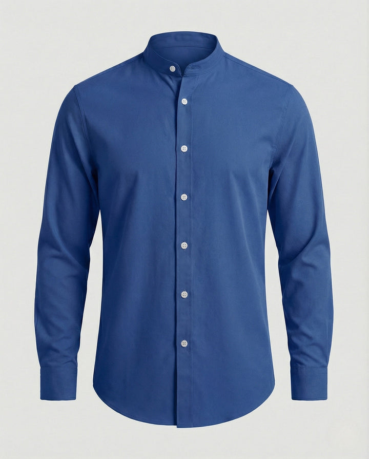 Alfie | Men's Slim Fit Grandad Collar Shirt Stretch Cotton Blend