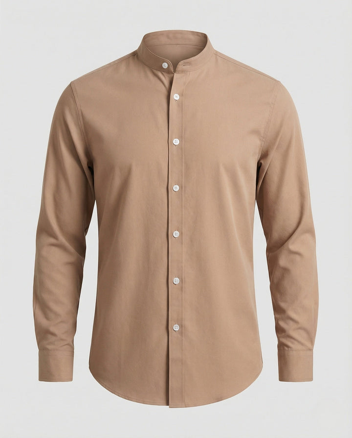 Alfie | Men's Slim Fit Grandad Collar Shirt Stretch Cotton Blend