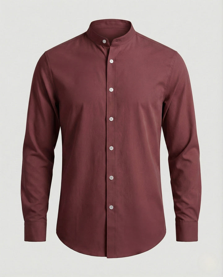 Alfie | Men's Slim Fit Grandad Collar Shirt Stretch Cotton Blend