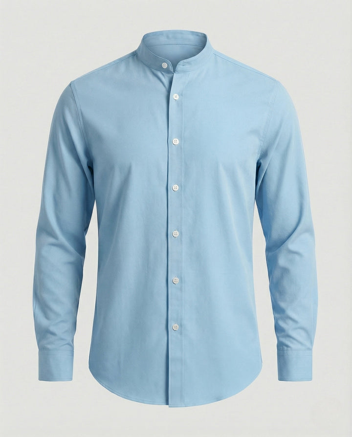 Alfie | Men's Slim Fit Grandad Collar Shirt Stretch Cotton Blend