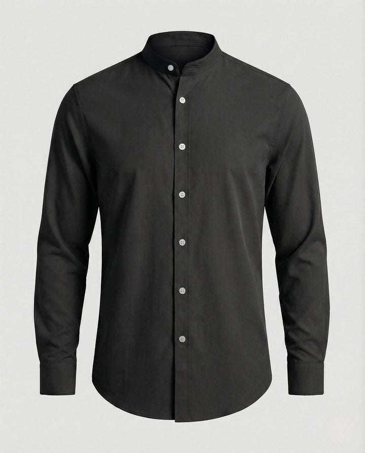 Alfie | Men's Slim Fit Grandad Collar Shirt Stretch Cotton Blend