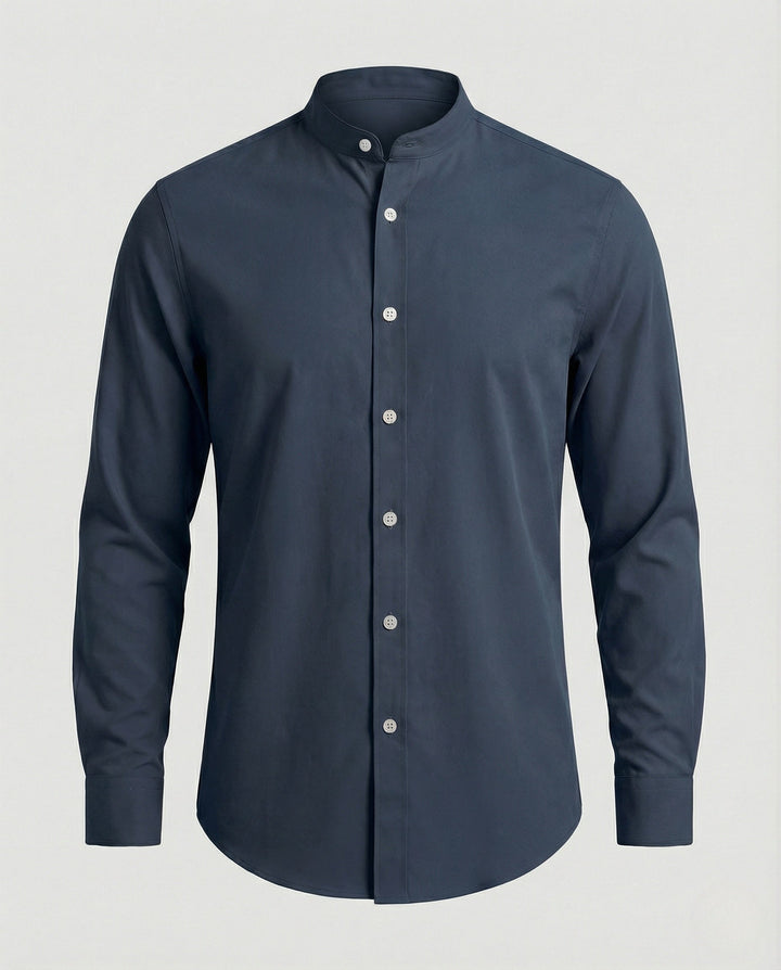 Alfie | Men's Slim Fit Grandad Collar Shirt Stretch Cotton Blend