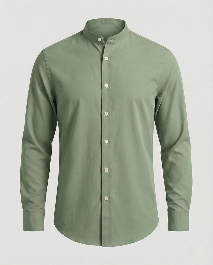 Alfie | Men's Slim Fit Grandad Collar Shirt Stretch Cotton Blend