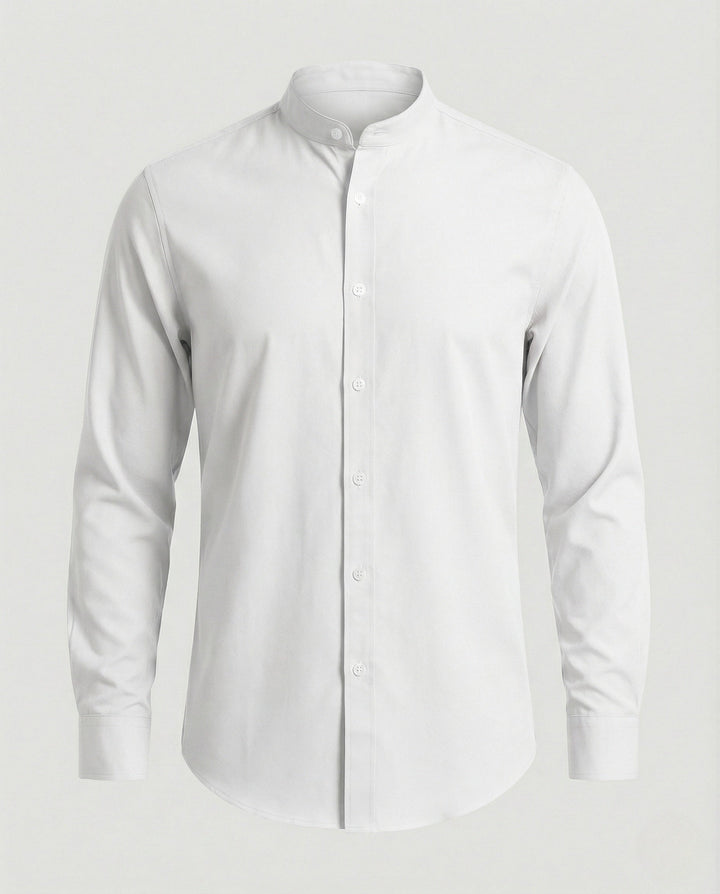 Alfie | Men's Slim Fit Grandad Collar Shirt Stretch Cotton Blend