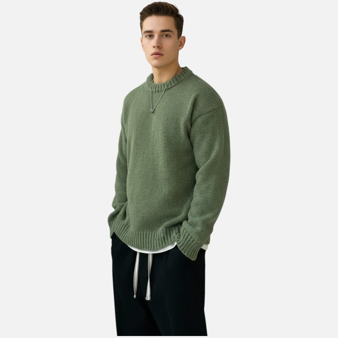 Ellis | Men's Crew Neck Jumper Solid Colour Slight Stretch