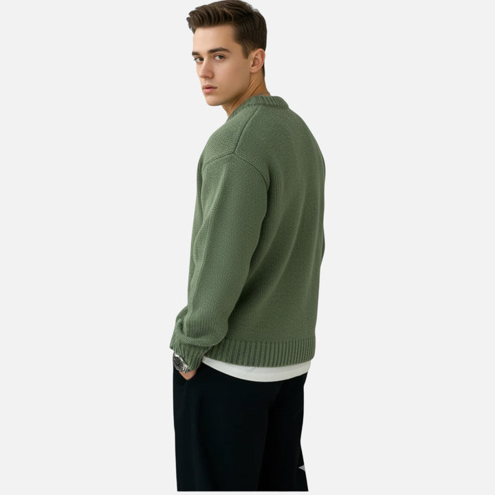 Ellis | Men's Crew Neck Jumper Solid Colour Slight Stretch