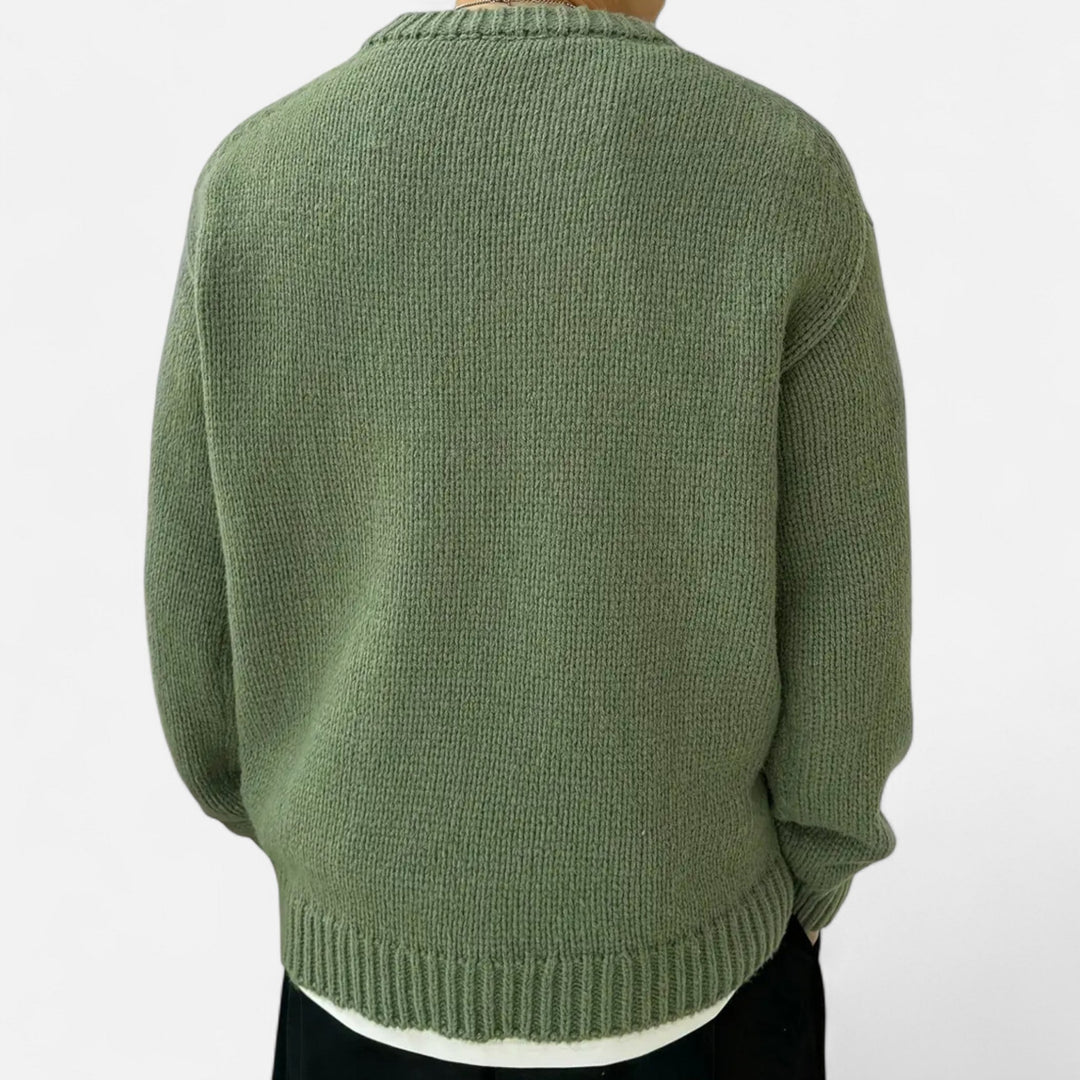 Ellis | Men's Crew Neck Jumper Solid Colour Slight Stretch