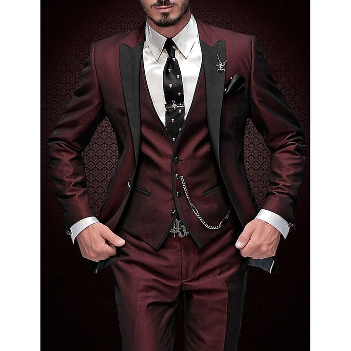 Men's Three-Piece Suit Set: Blazer, Waistcoat & Trousers