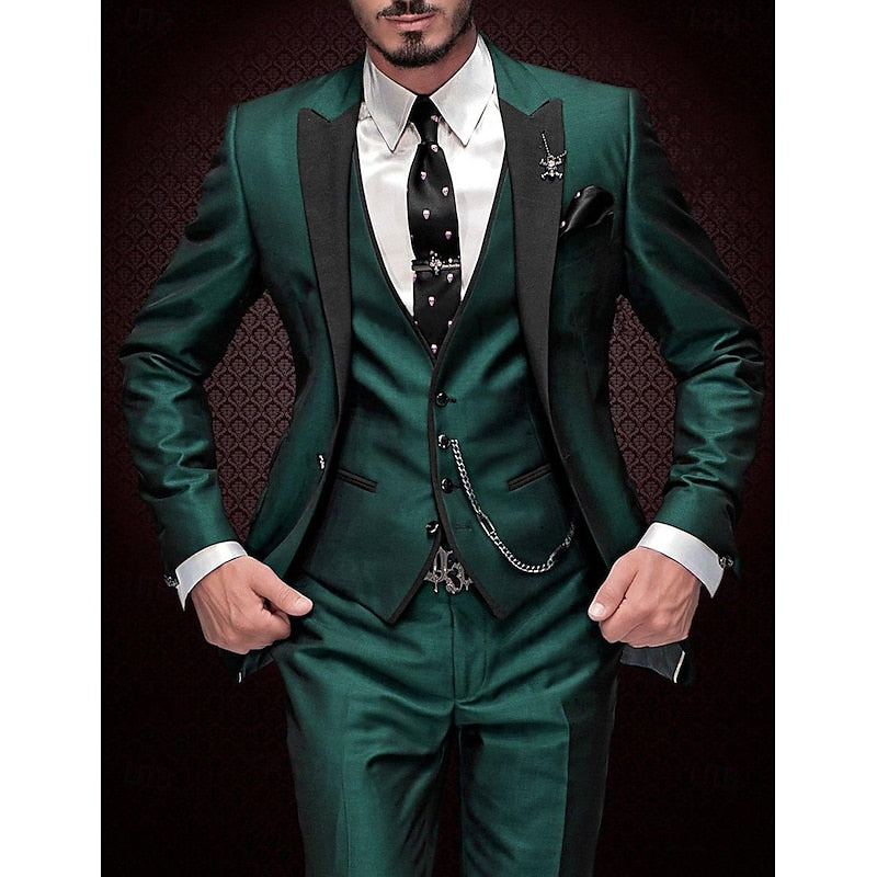 Men's Three-Piece Suit Set: Blazer, Waistcoat & Trousers