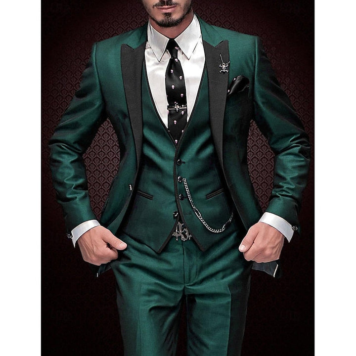 Men's Three-Piece Suit Set: Blazer, Waistcoat & Trousers