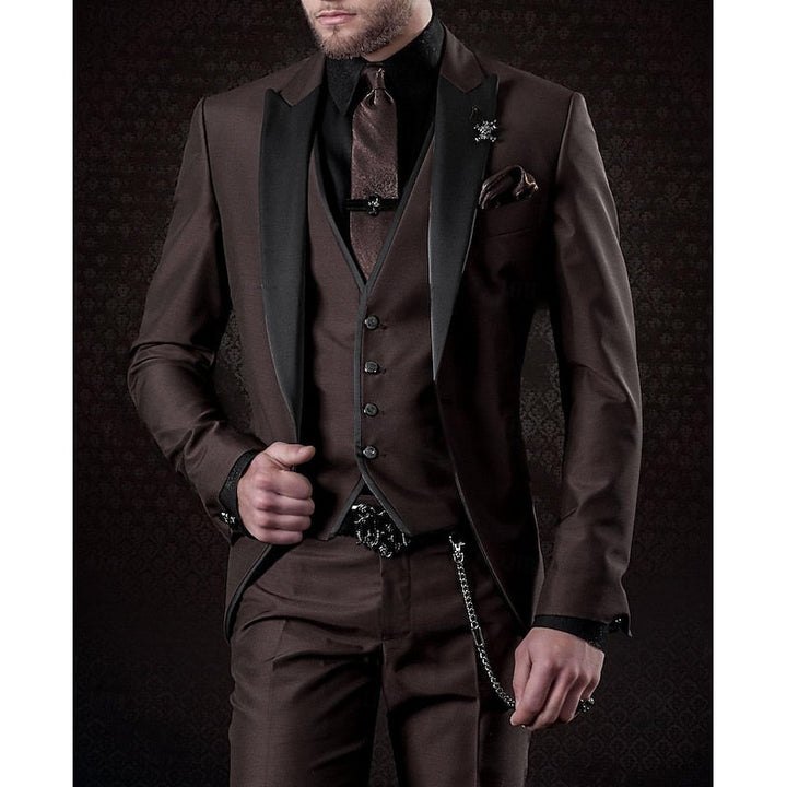 Men's Three-Piece Suit Set: Blazer, Waistcoat & Trousers