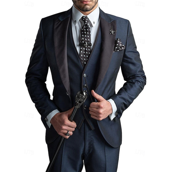 Men's Three-Piece Suit Set: Blazer, Waistcoat & Trousers