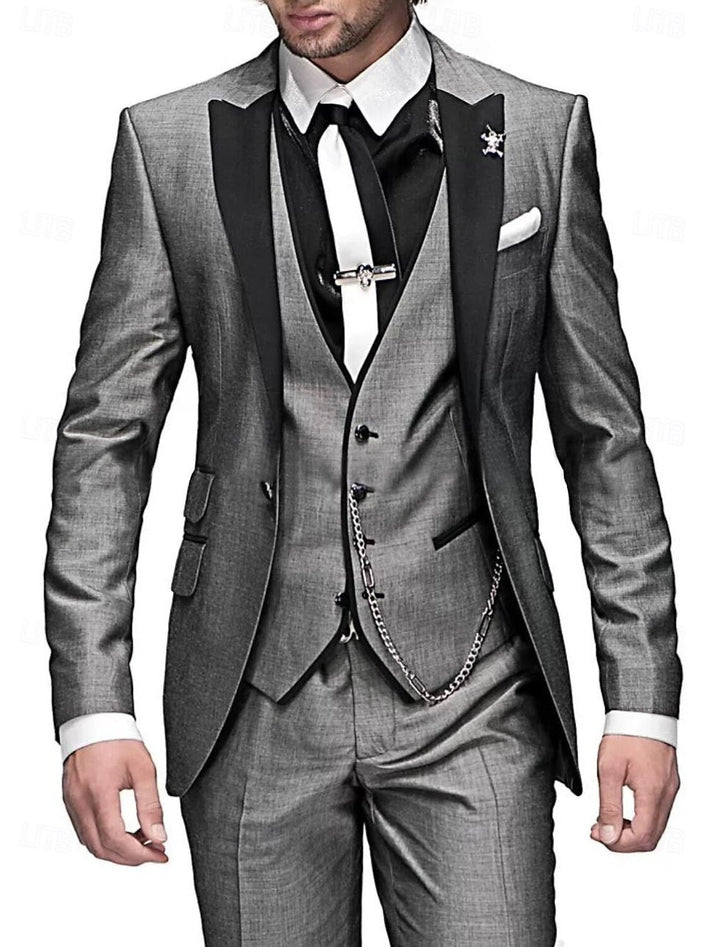 Men's Three-Piece Suit Set: Blazer, Waistcoat & Trousers