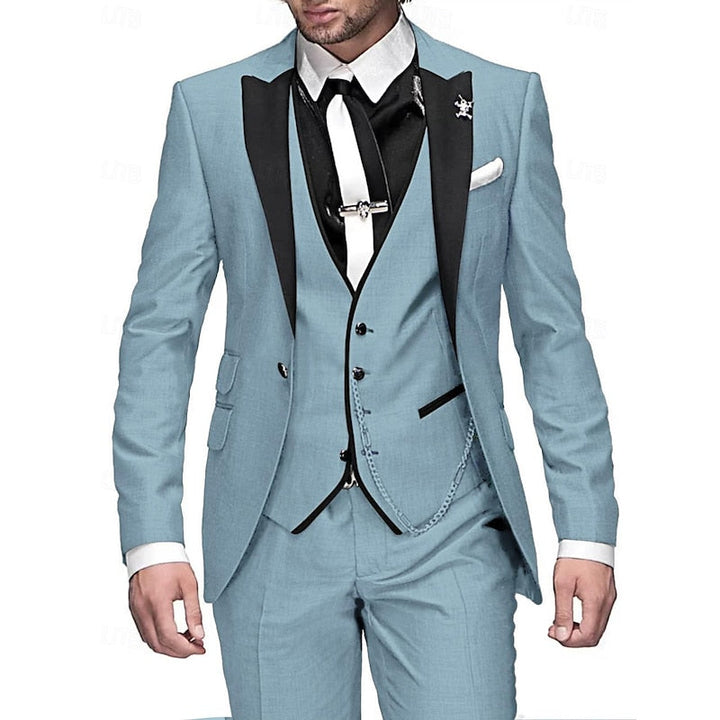 Men's Three-Piece Suit Set: Blazer, Waistcoat & Trousers