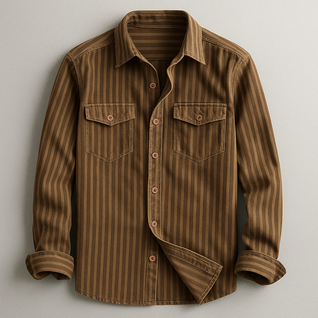 Leo | Men's Tailored-Fit Stretch Shirt Long Sleeve Twin Chest Pockets