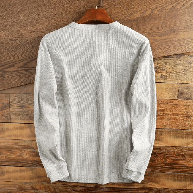Struan | Men's Waffle-Knit Long Sleeve Henley Top Cotton Blend