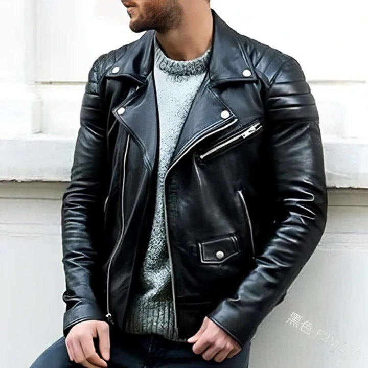 Oliver | Men's Asymmetric-Zip Faux Leather Biker Jacket