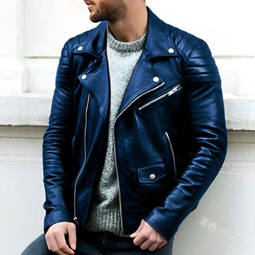 Oliver | Men's Asymmetric-Zip Faux Leather Biker Jacket