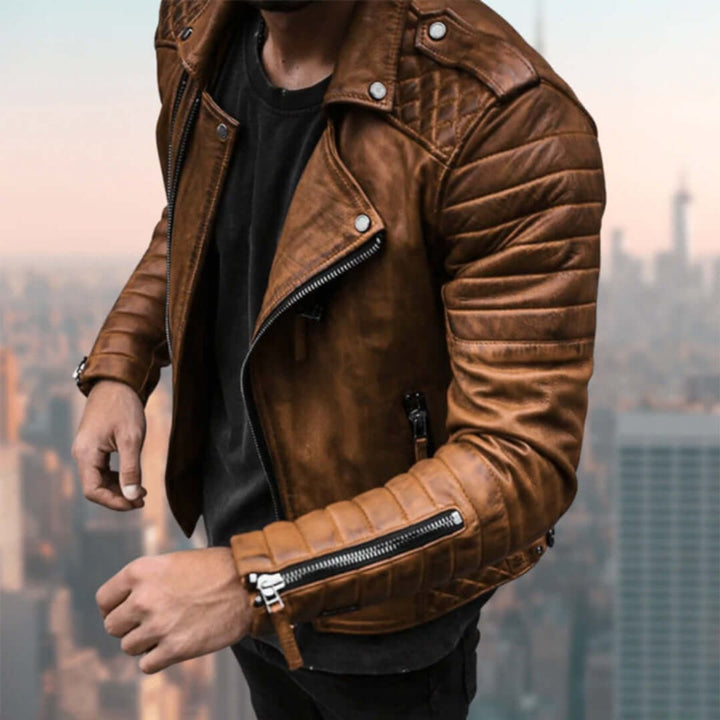 Oliver | Men's Asymmetric-Zip Faux Leather Biker Jacket