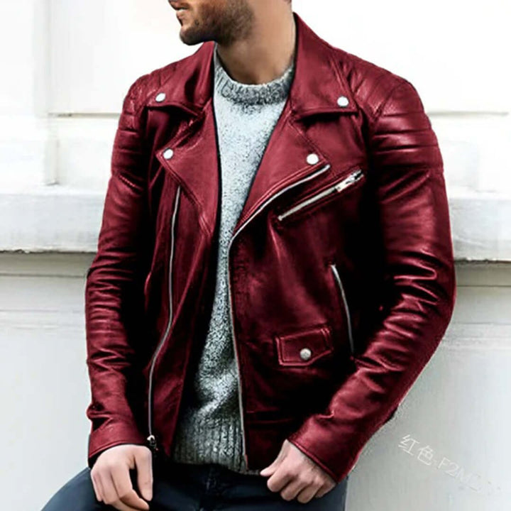 Oliver | Men's Asymmetric-Zip Faux Leather Biker Jacket