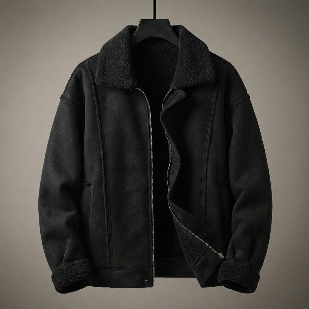 Alfie | Mens Aviator Bomber Jacket Suede-Effect Faux Shearling Lined Coat