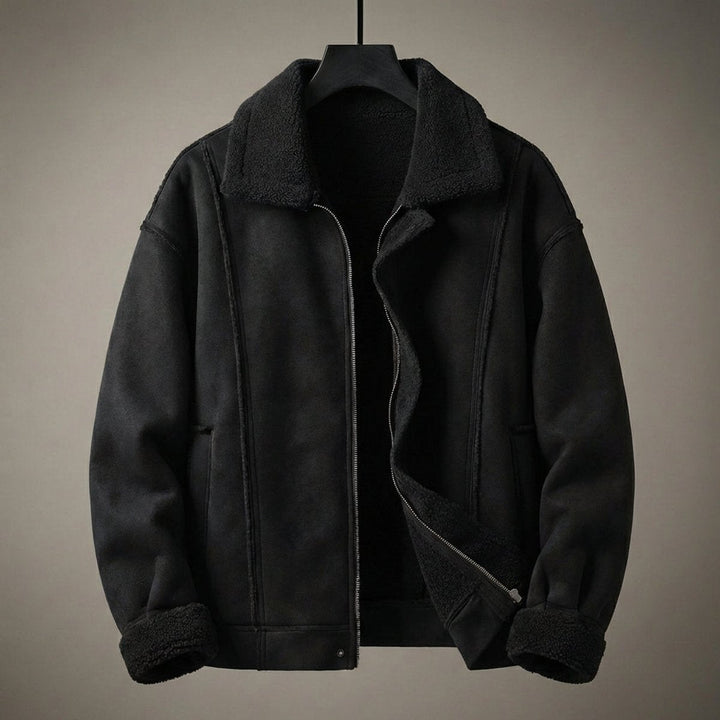 Alfie | Mens Aviator Bomber Jacket Suede-Effect Faux Shearling Lined Coat