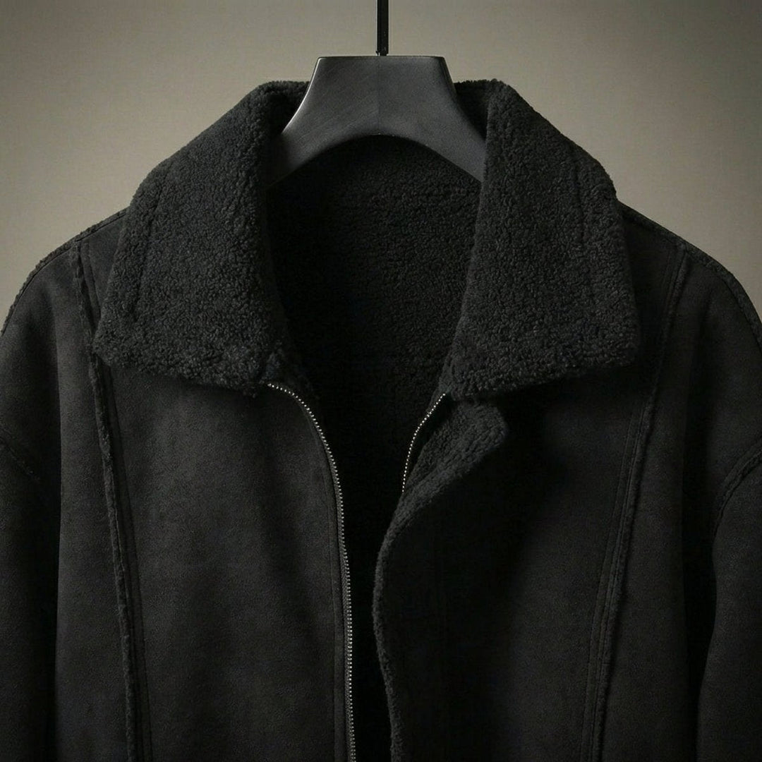 Alfie | Mens Aviator Bomber Jacket Suede-Effect Faux Shearling Lined Coat