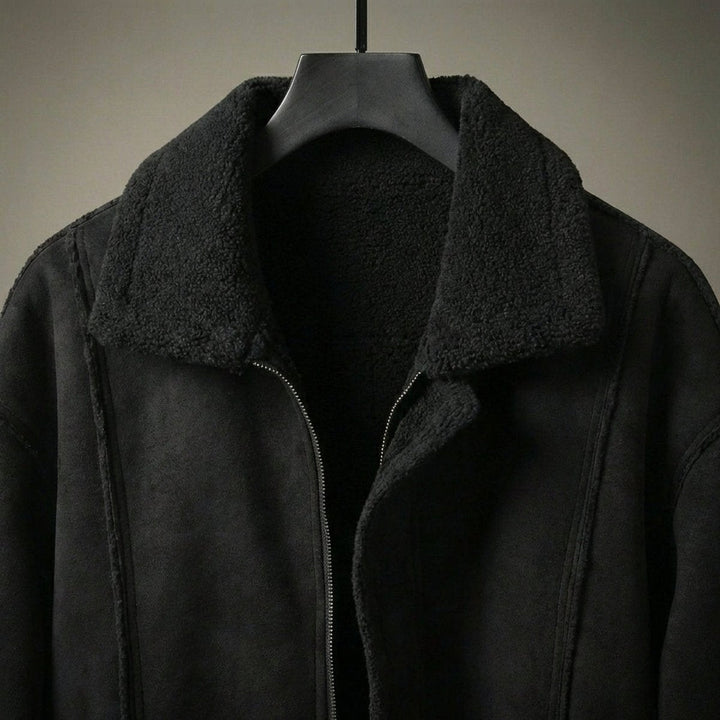 Alfie | Mens Aviator Bomber Jacket Suede-Effect Faux Shearling Lined Coat