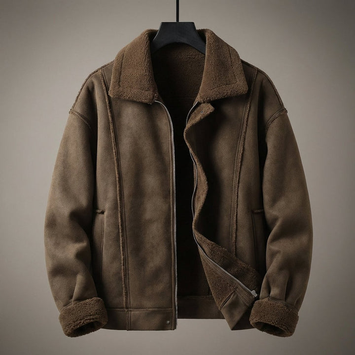 Alfie | Mens Aviator Bomber Jacket Suede-Effect Faux Shearling Lined Coat