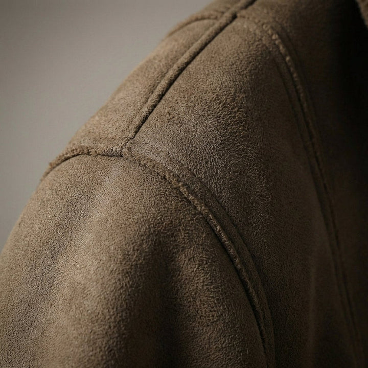 Alfie | Mens Aviator Bomber Jacket Suede-Effect Faux Shearling Lined Coat