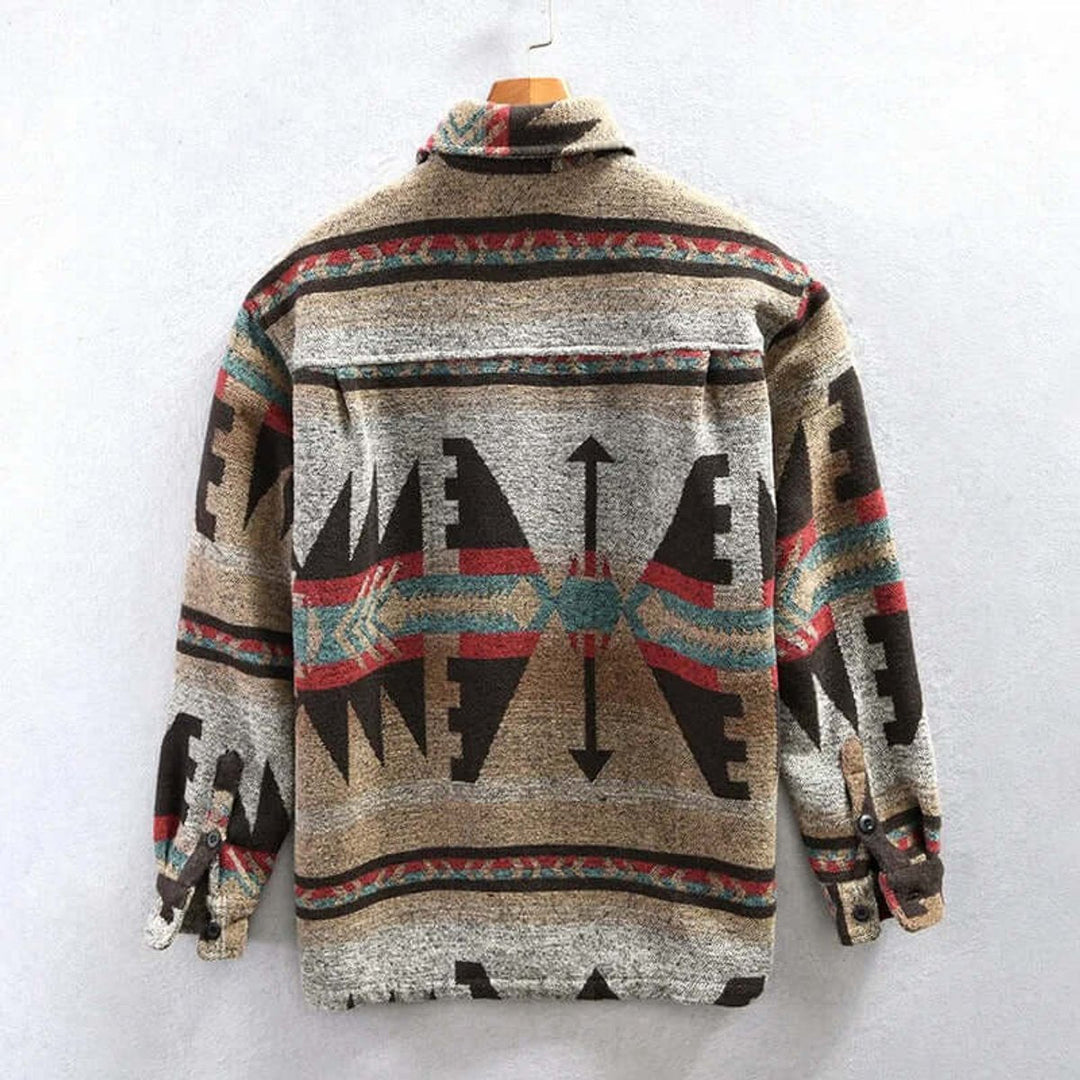 Theo | Men's Aztec Print Flannel Shirt Jacket Southwestern Bomber