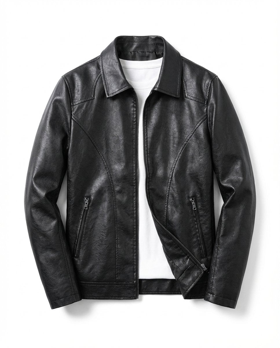 Alfie | Men's Black Leather Zip-Up Biker Jacket Coat