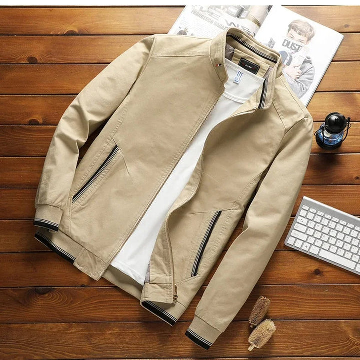 William | Mens Bomber Jacket Stand-Up Collar Ribbed Cuffs Windproof Lightweight