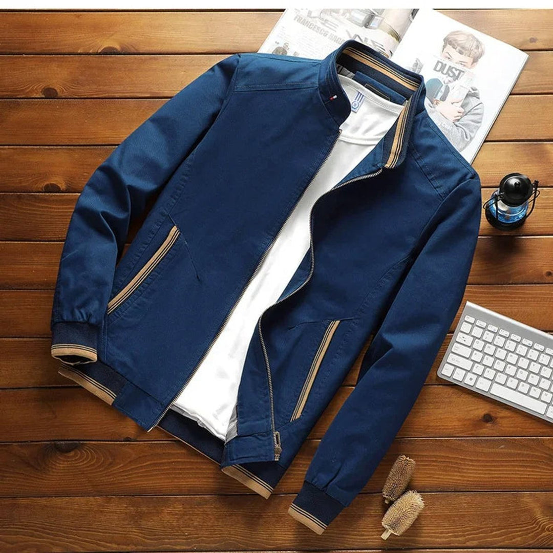 William | Mens Bomber Jacket Stand-Up Collar Ribbed Cuffs Windproof Lightweight