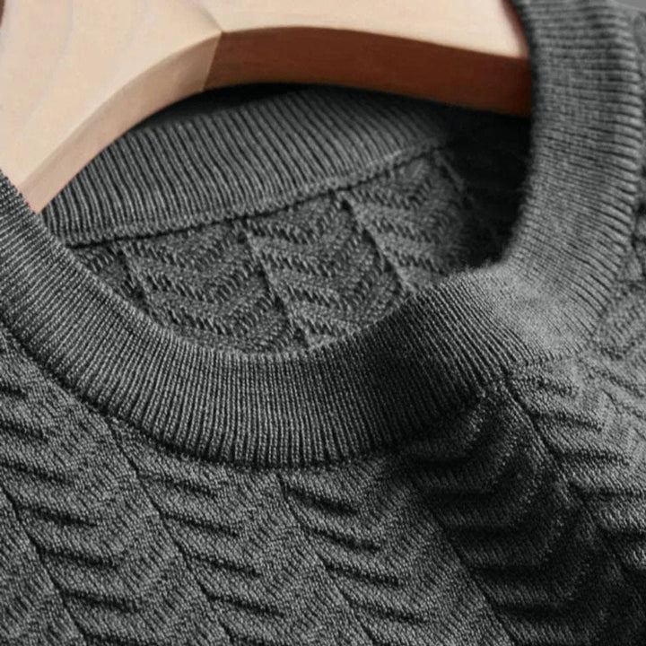 Oscar | Men's Cable Knit Crew Neck Jumper Contrast Ribbed Trim