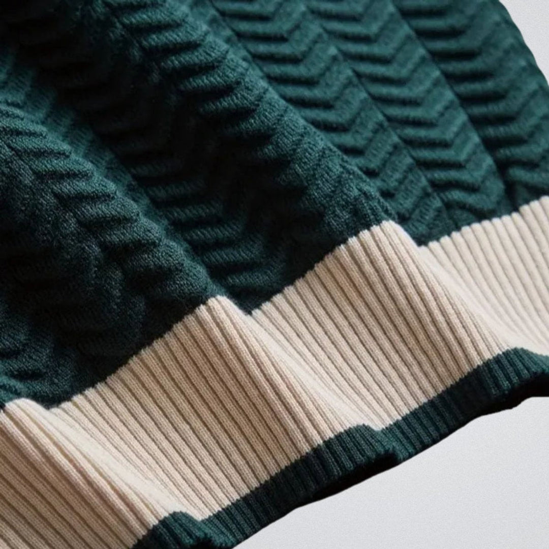 Oscar | Men's Cable Knit Crew Neck Jumper Contrast Ribbed Trim