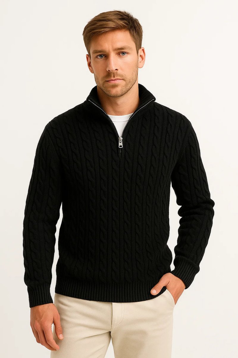 Alfie | Men's Cable Knit Quarter-Zip Jumper Knitted Pullover