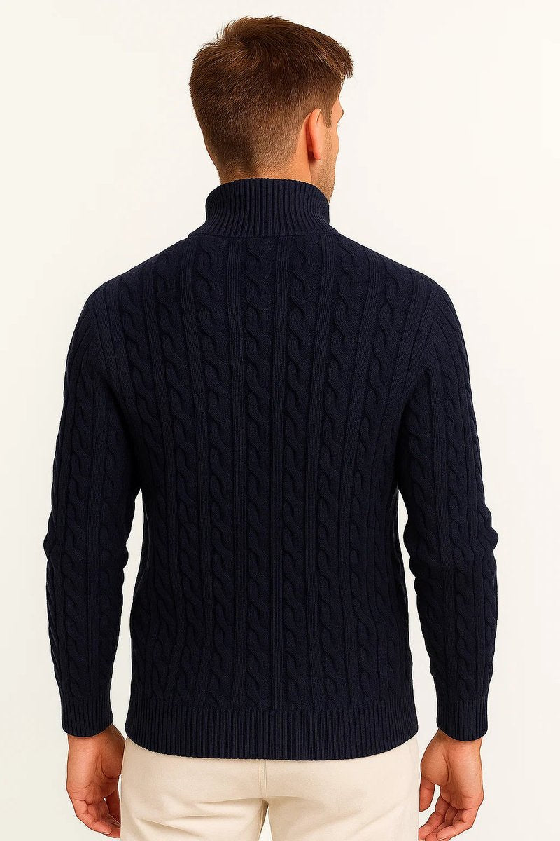 Alfie | Men's Cable Knit Quarter-Zip Jumper Knitted Pullover