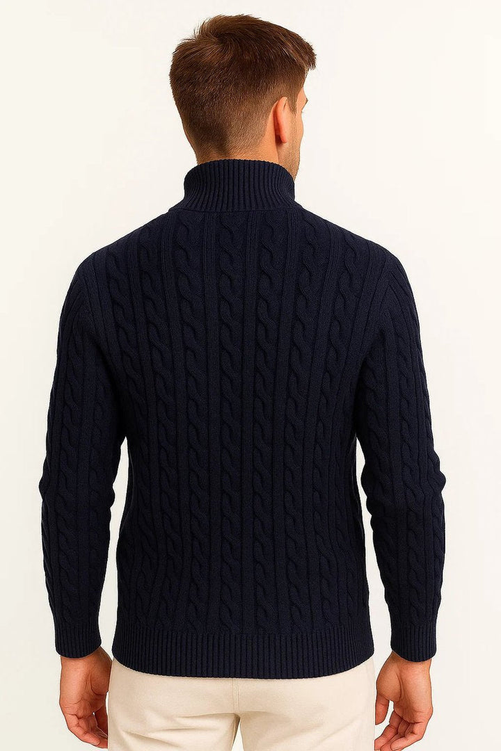 Alfie | Men's Cable Knit Quarter-Zip Jumper Knitted Pullover