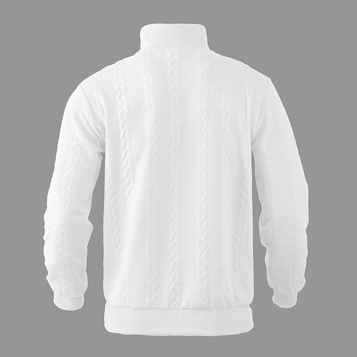 Muhammad | Men's Cable-Knit Quarter-Zip Jumper Stand Collar Ribbed Hem