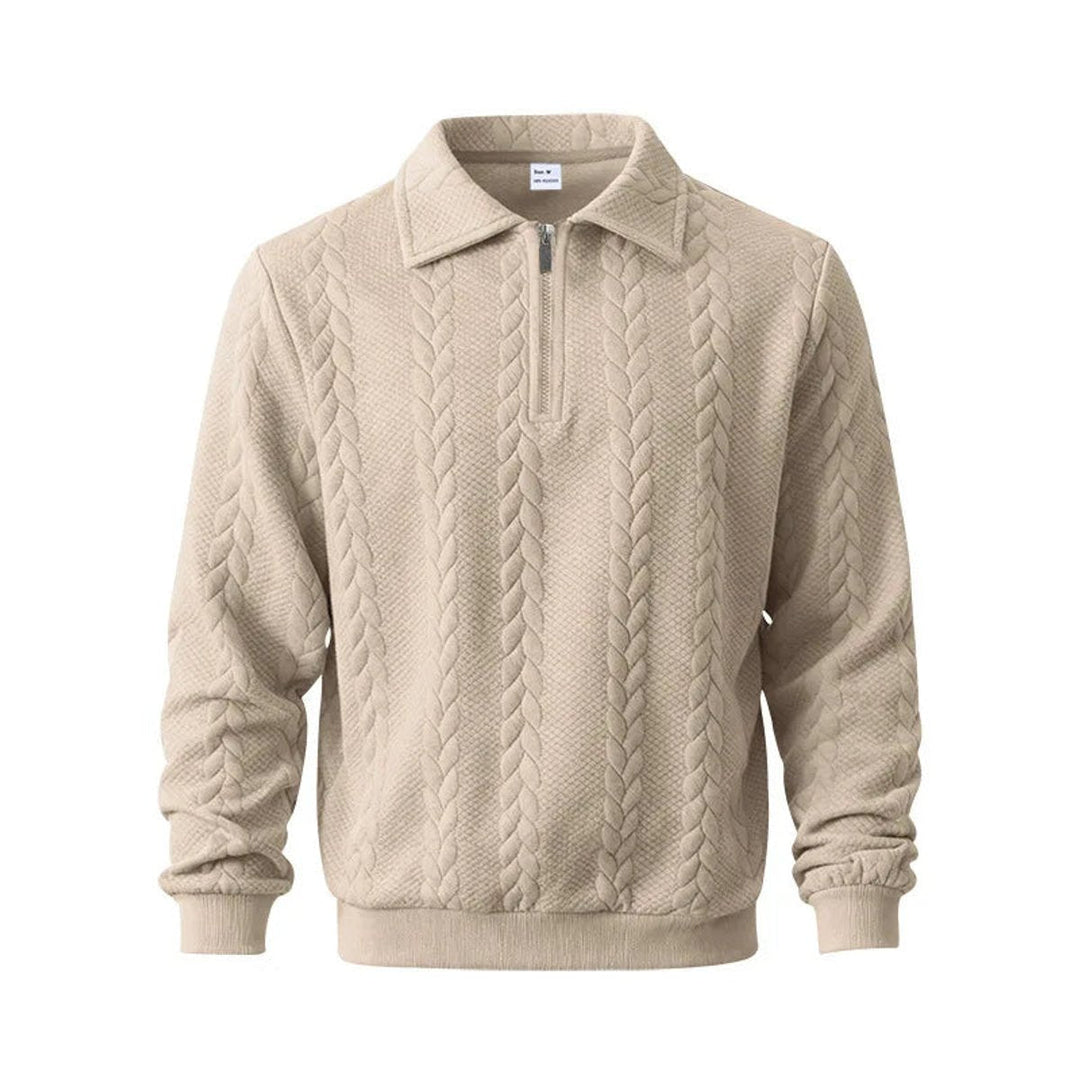 Charlie | Men's Cable-Knit Quarter-Zip Polo Jumper