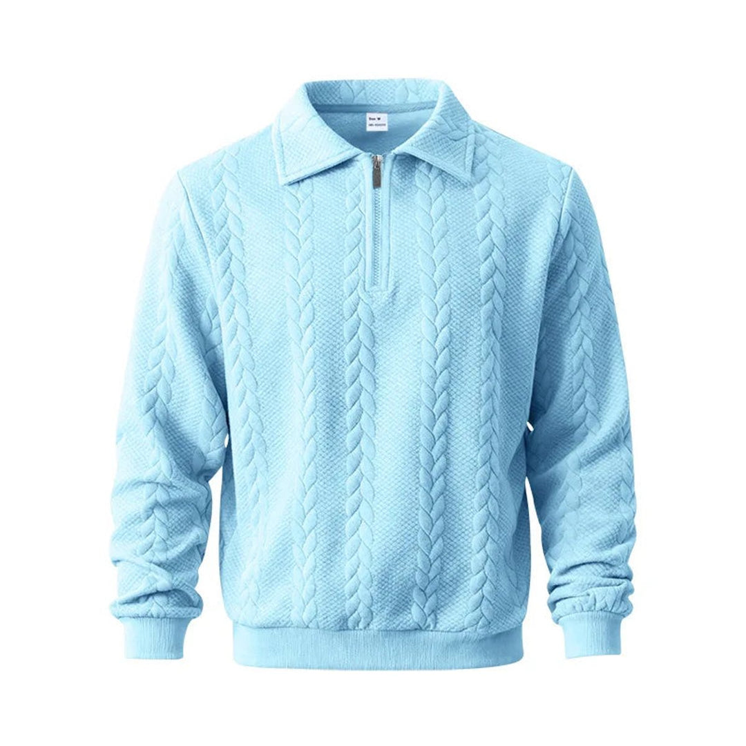 Charlie | Men's Cable-Knit Quarter-Zip Polo Jumper
